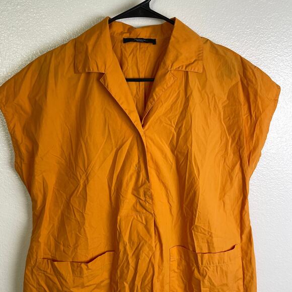 Max Mara Weekend Benny Dress Womens Size US 2 Orange Button Swing Designer Shirt - Picture 3 of 9